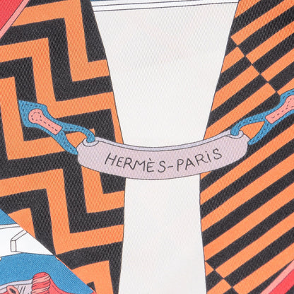 Hermes Silk Bouquets Selliers Maxi Twilly Rouge Bleu Black 4 of 7