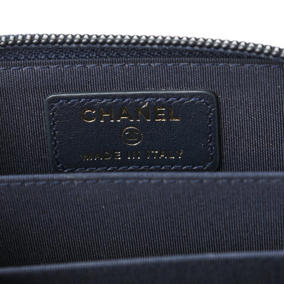 Chanel Caviar Quilted Boy Zip Around Coin Purse Wallet Dark Blue 6 of 7