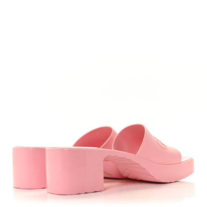 Gucci Rubber Gucci Logo Womens Platform 20/60mm Slide Sandals 37 Wild Rose 4 of 10