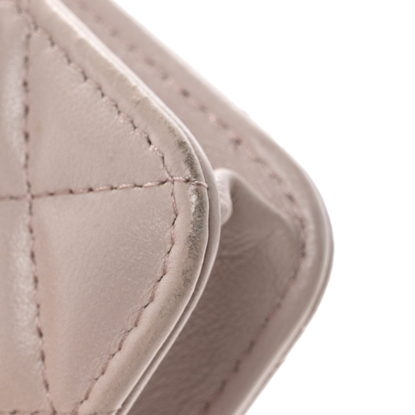 Lambskin Quilted CC Pearl Crush Wallet on Chain WOC Light Purple