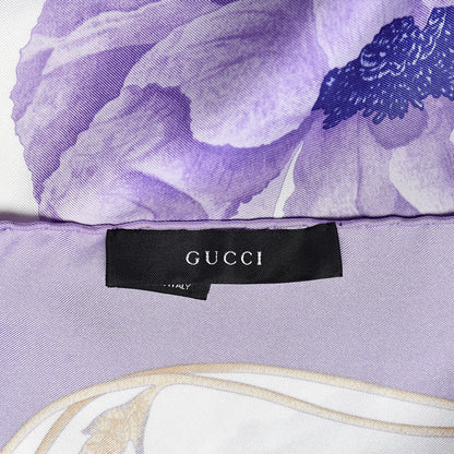 Gucci Silk Floral Square Scarf Purple 3 of 5