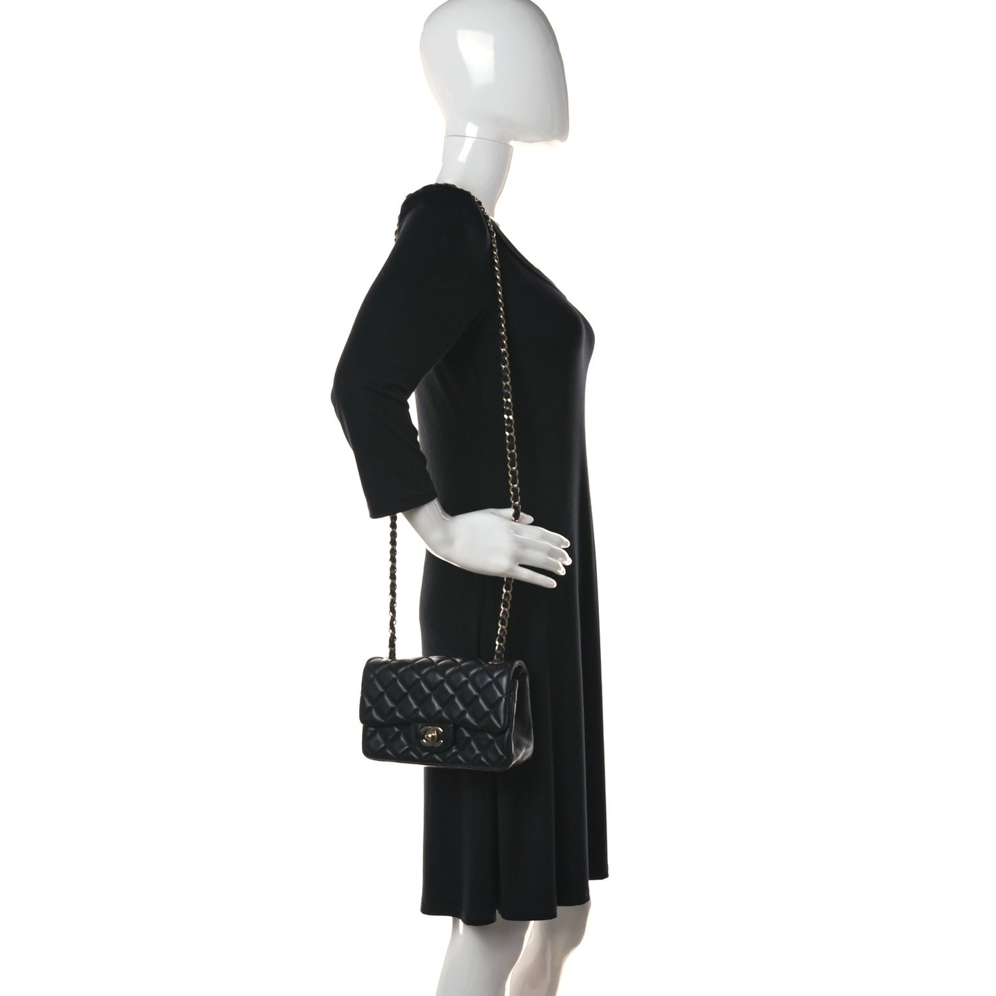 Lambskin Quilted Mini Rectangular Flap Black