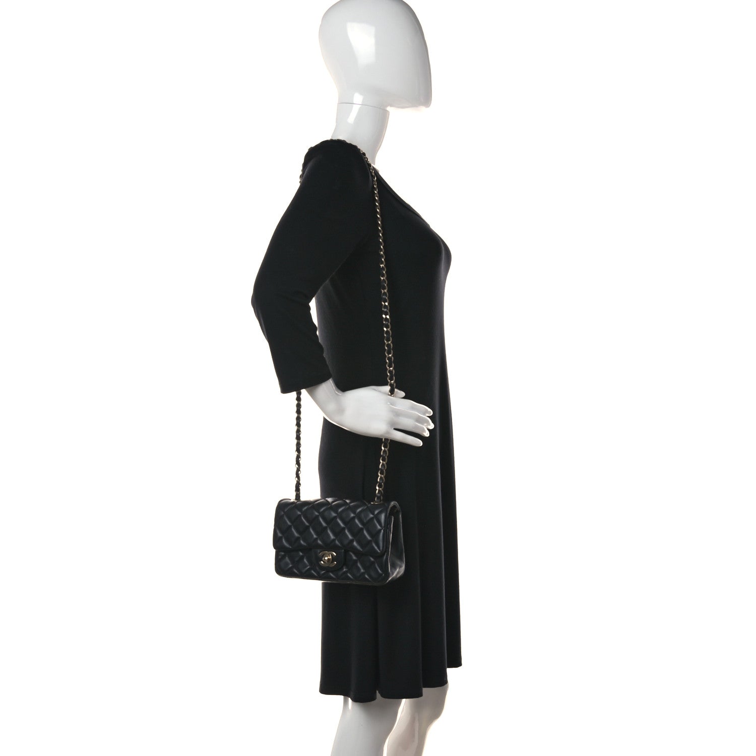 Chanel Lambskin Quilted Mini Rectangular Flap Black 2 of 10