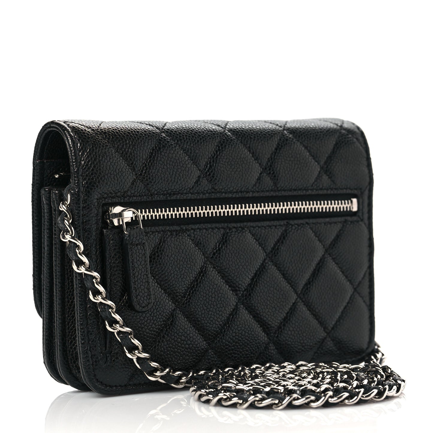 Caviar Quilted Mini Wallet On Chain WOC Black