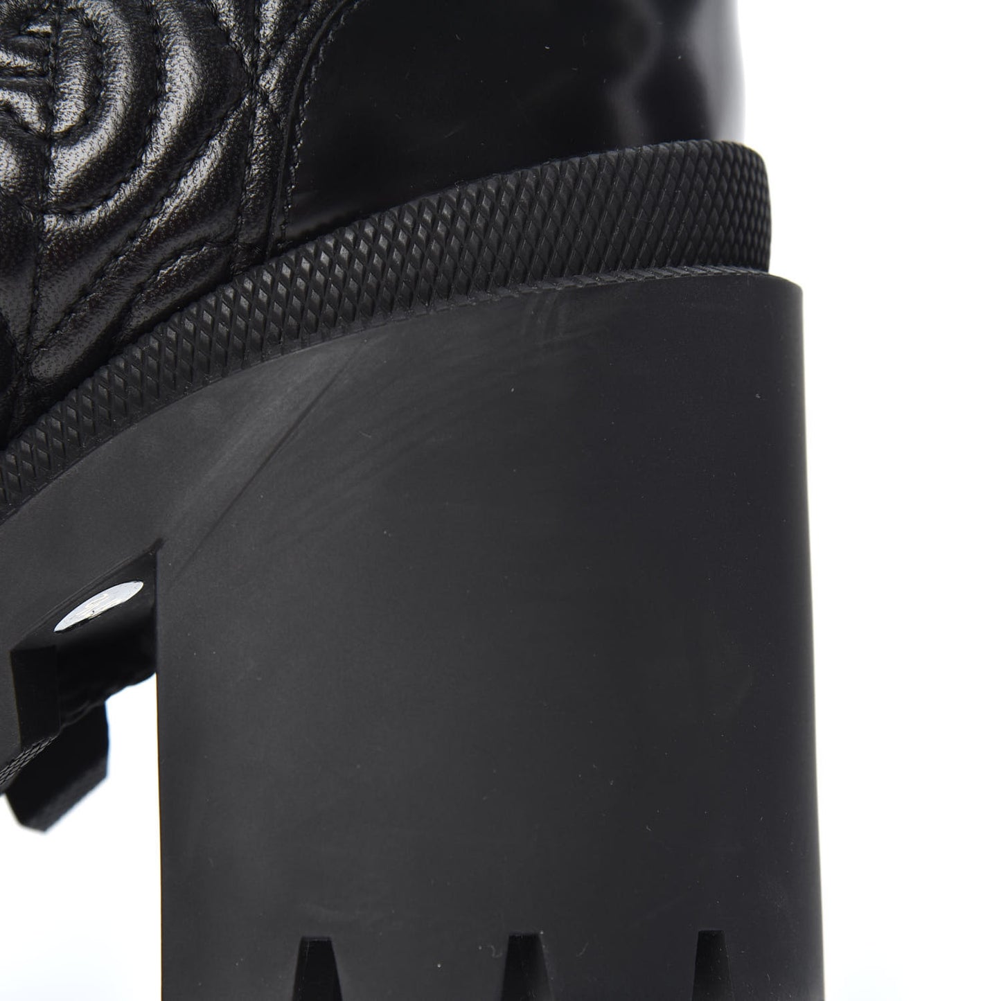Calfskin Nappa Rhombus Quilted Trip Ankle Boots 37.5 Black