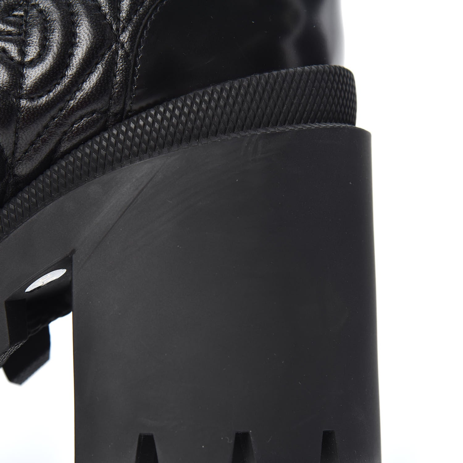 Gucci Calfskin Nappa Rhombus Quilted Trip Ankle Boots 37.5 Black 7 of 8