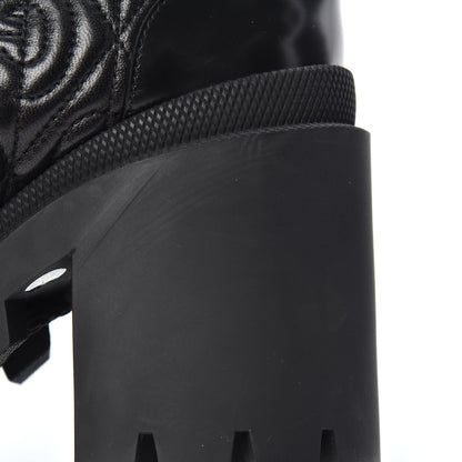 Gucci Calfskin Nappa Rhombus Quilted Trip Ankle Boots 37.5 Black 7 of 8