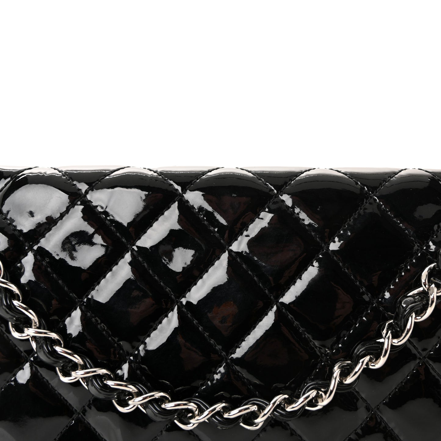Patent Quilted Medium Single Flap Black