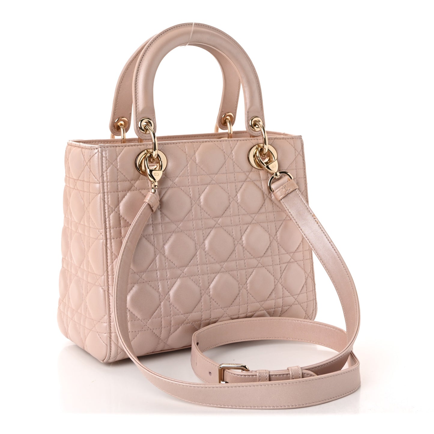 Pearly Lambskin Cannage Medium Lady Dior Lotus