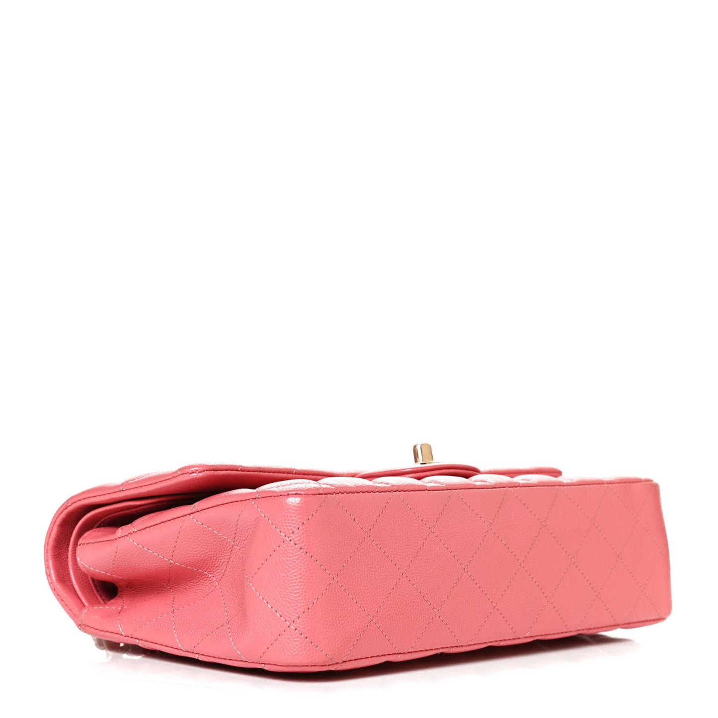 Metallic Caviar Quilted Medium Double Flap Pink