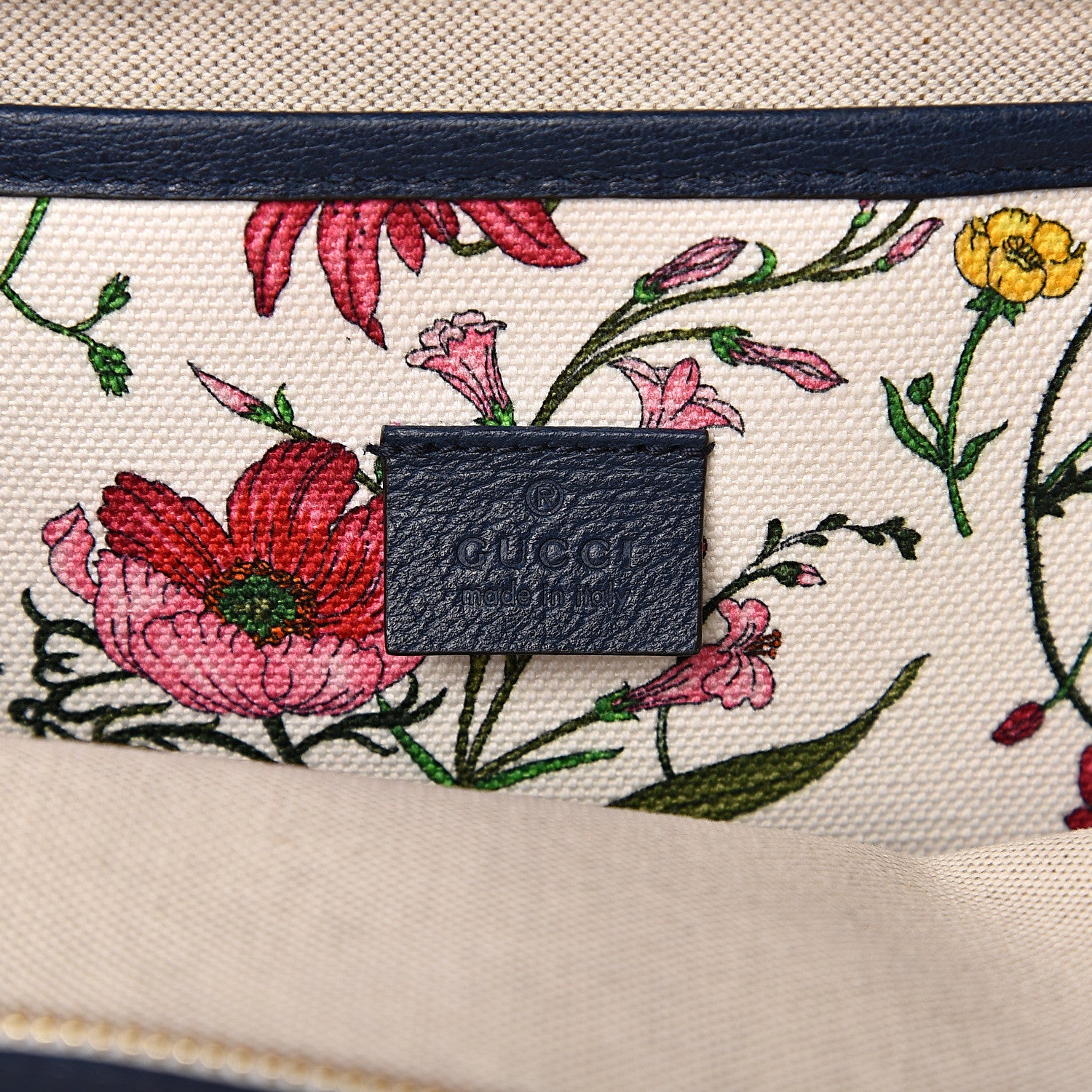 Gucci Canvas Large Flora Tote Navy Multicolor 5 of 10