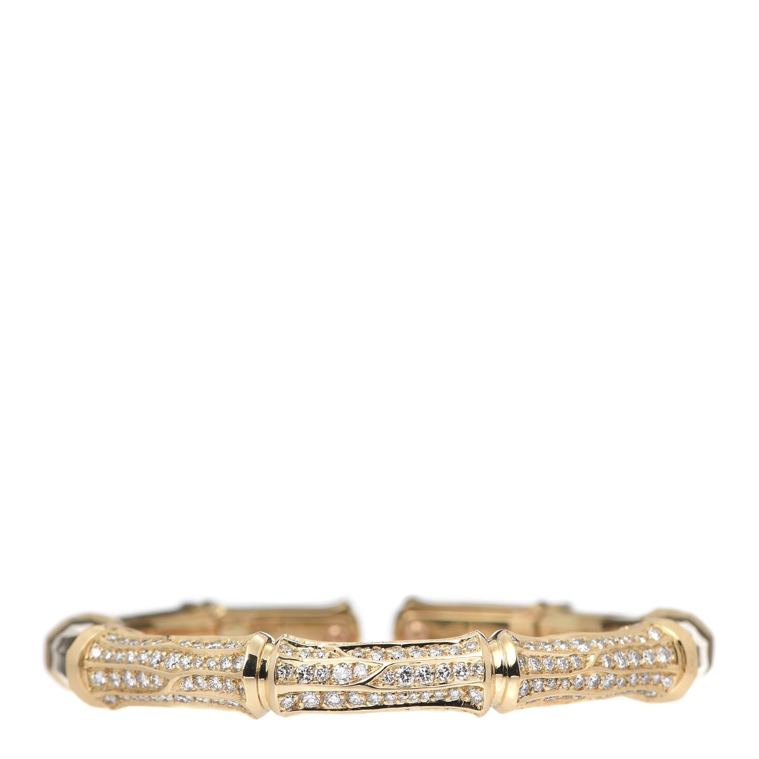 Cartier 18K Yellow Gold Diamond Bamboo Cuff Bracelet 1 of 5