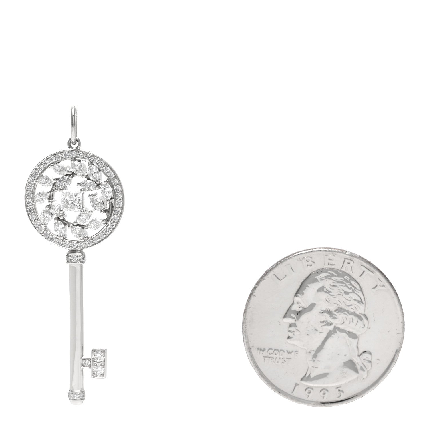 Tiffany Platinum Diamond Victoria Vine Key Pendant 2 of 5