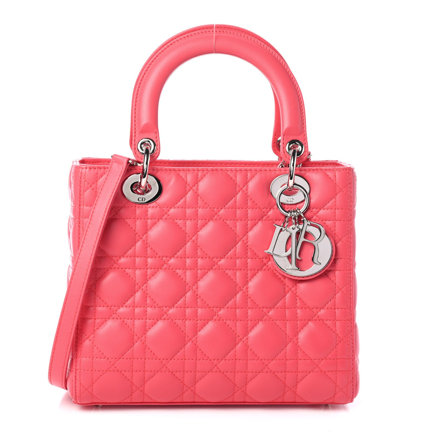 Lambskin Cannage Medium Lady Dior Coral