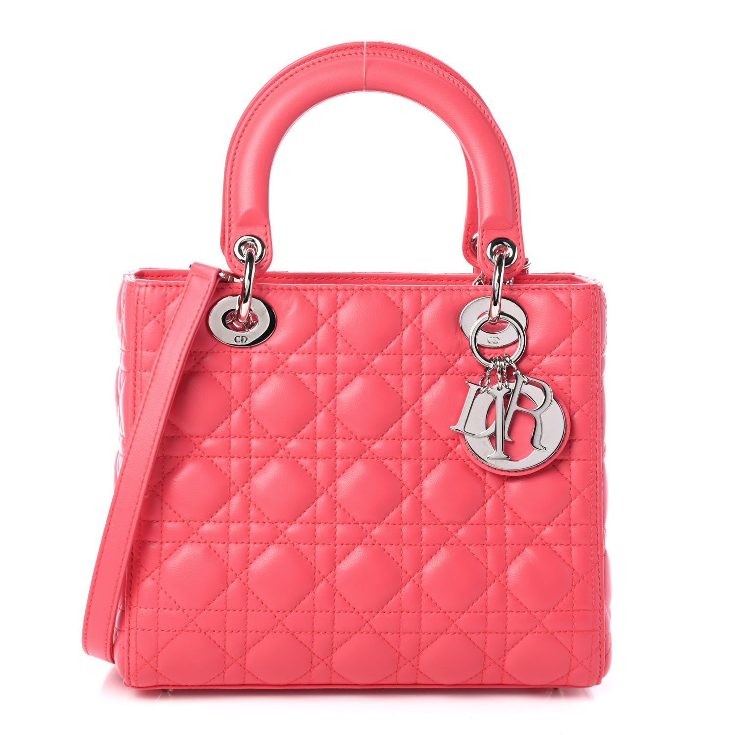Christian Dior Lambskin Cannage Medium Lady Dior Coral 1 of 4