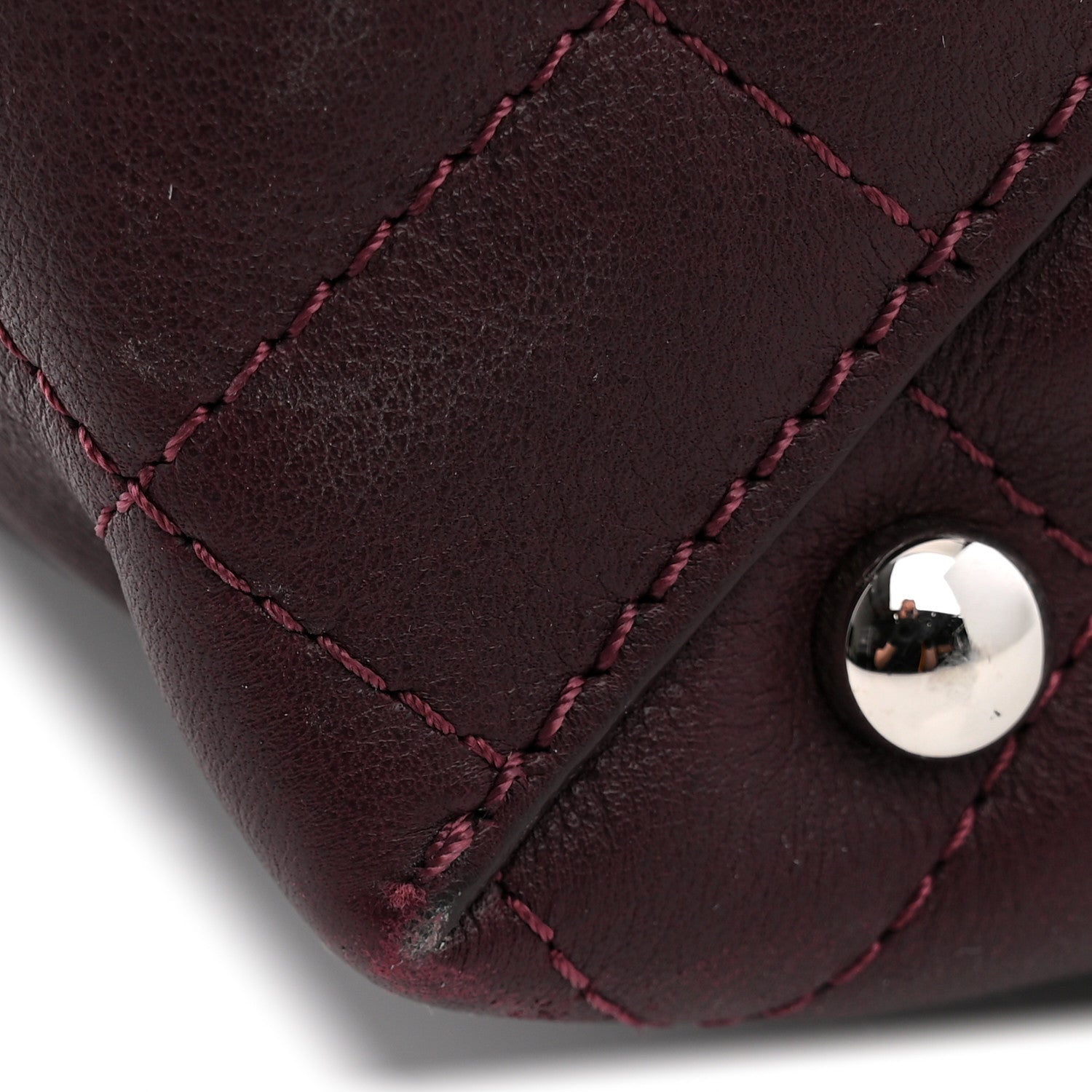 Chanel Calfskin Quilted Large Shopping Tote Burgundy 10 of 10