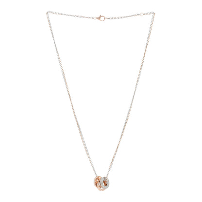 Cartier 18K White Pink Gold Diamond Three Ring LOVE Pendant Necklace 3 of 4