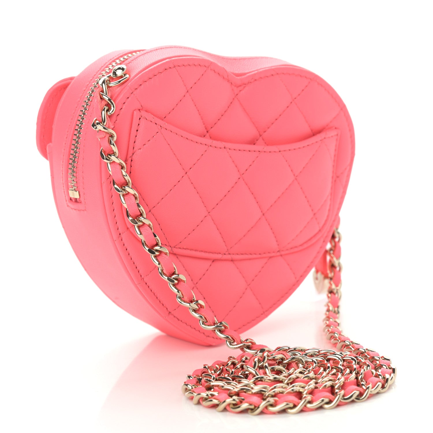 Chanel Lambskin Quilted CC In Love Heart Clutch With Chain Pink 3 of 11