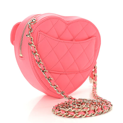 Chanel Lambskin Quilted CC In Love Heart Clutch With Chain Pink 3 of 11