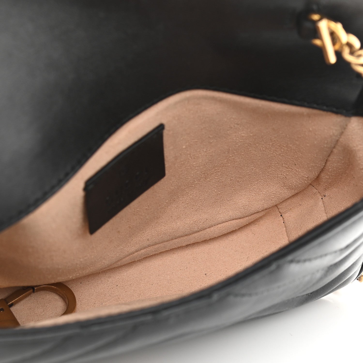 Gucci Calfskin Matelasse Super Mini GG Marmont Shoulder Bag Black 5 of 9