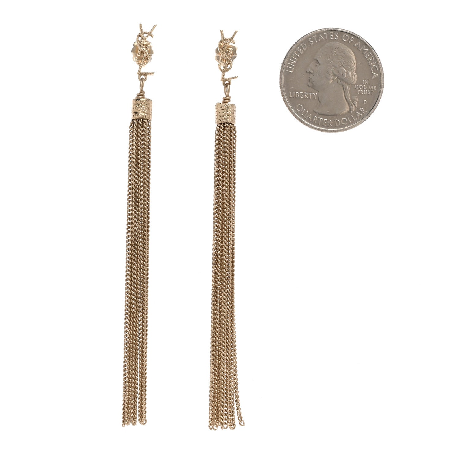 Saint Laurent Metal Monogram Loulou Tassel Earrings Gold 2 of 5