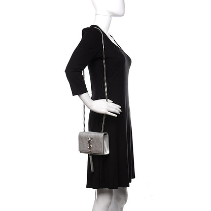 Saint Laurent Metallic Calfskin Small Classic Monogram Kate Tassel Satchel Silver 1 of 11