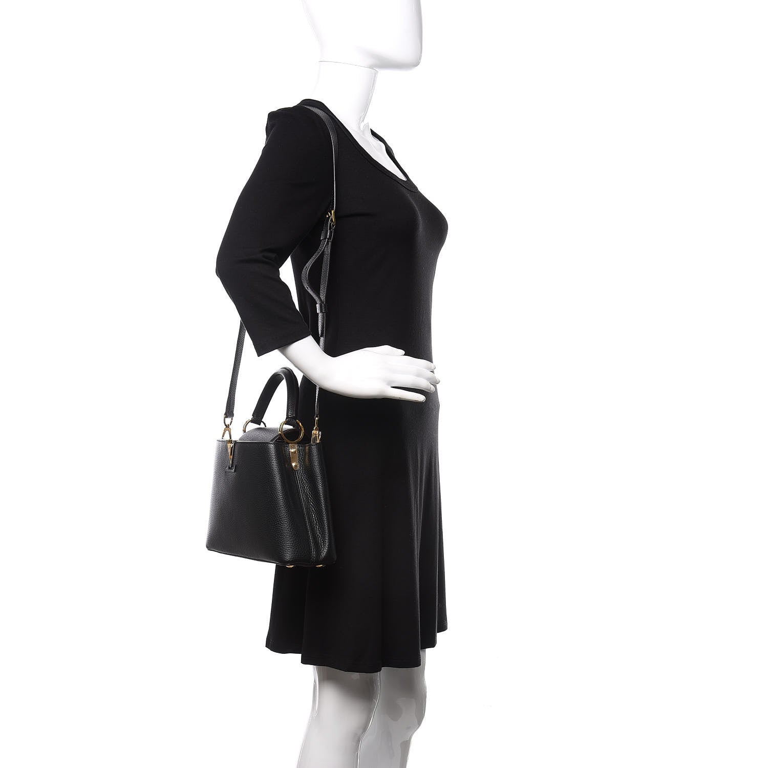 Louis Vuitton Taurillon Capucines BB Black 2 of 9