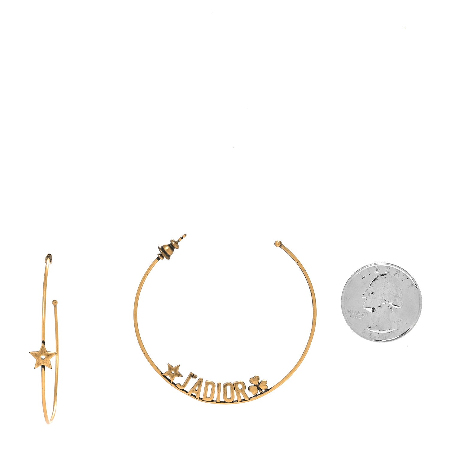 Christian Dior Metal J'Adior Hoop Earrings Aged Gold 2 of 4
