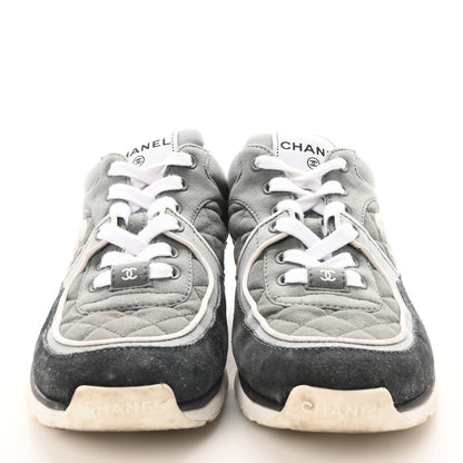 Chanel Fabric Suede Calfskin Quilted CC Sneakers 37 Dark Grey 3 of 8