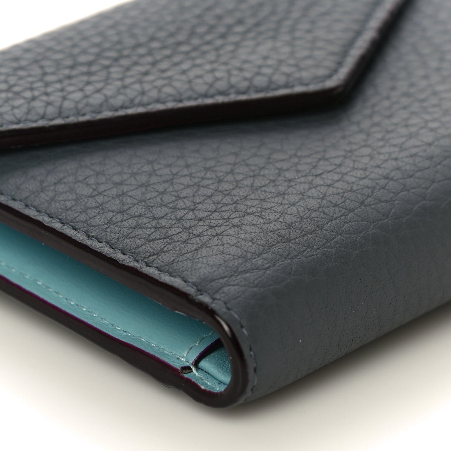 Christian Dior Bullcalf Diorissimo Medium Envelope Wallet Grey Blue 9 of 11