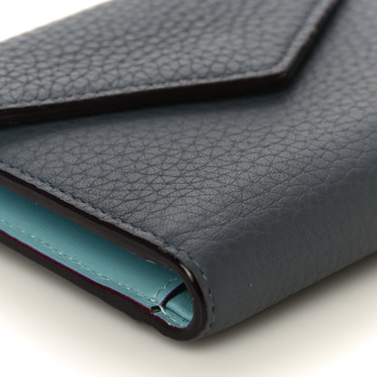 Christian Dior Bullcalf Diorissimo Medium Envelope Wallet Grey Blue 9 of 11
