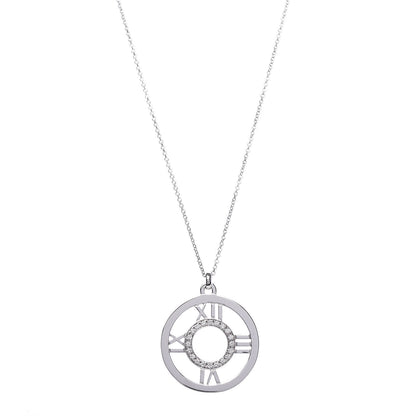 Tiffany 18K White Gold Diamond Medium Atlas Open Pendant Necklace 1 of 7