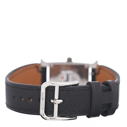 Hermes Stainless Steel Barenia Diamond 21mm Heure H Hour Double Jeu Quartz Watch Noir 3 of 5