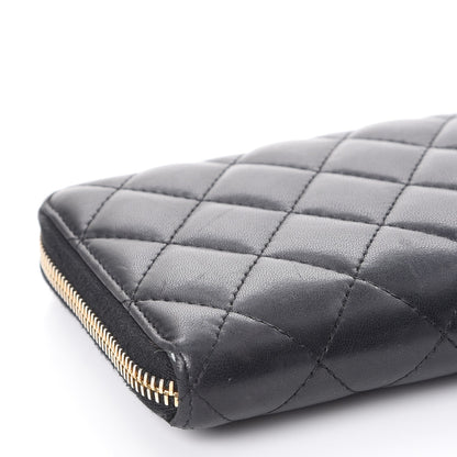 Chanel Lambskin Quilted Large Gusset Zip Around Wallet Black 13 of 15
