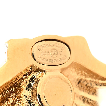 Chanel Crystal CC Shell Earrings Gold 4 of 4