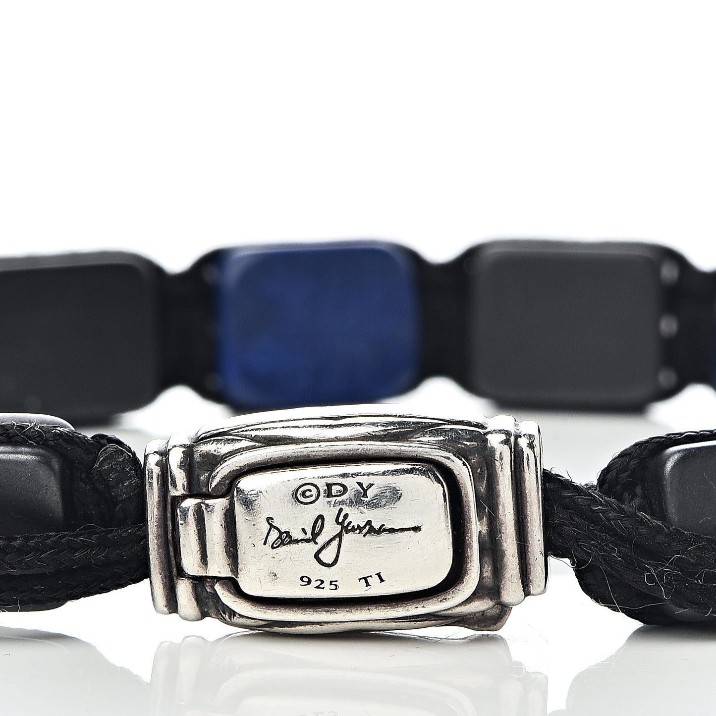 Sterling Silver Lapis Lazuli Black Onyx Spiritual Beads Five-Station Tile Bracelet