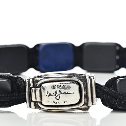 David Yurman Sterling Silver Lapis Lazuli Black Onyx Spiritual Beads Five-Station Tile Bracelet 4 of 5