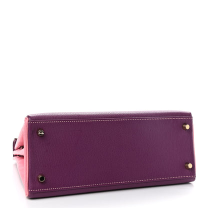 Hermes Chevre Mysore Horseshoe Kelly Retourne 28 Anemone Rose Confetti 3 of 14