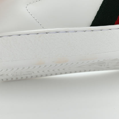 Gucci Miro Soft Calfskin Laminated Ayers Web Bee Embroidered Mens Ace Sneakers 7.5 White Red Flame Green 10 of 10