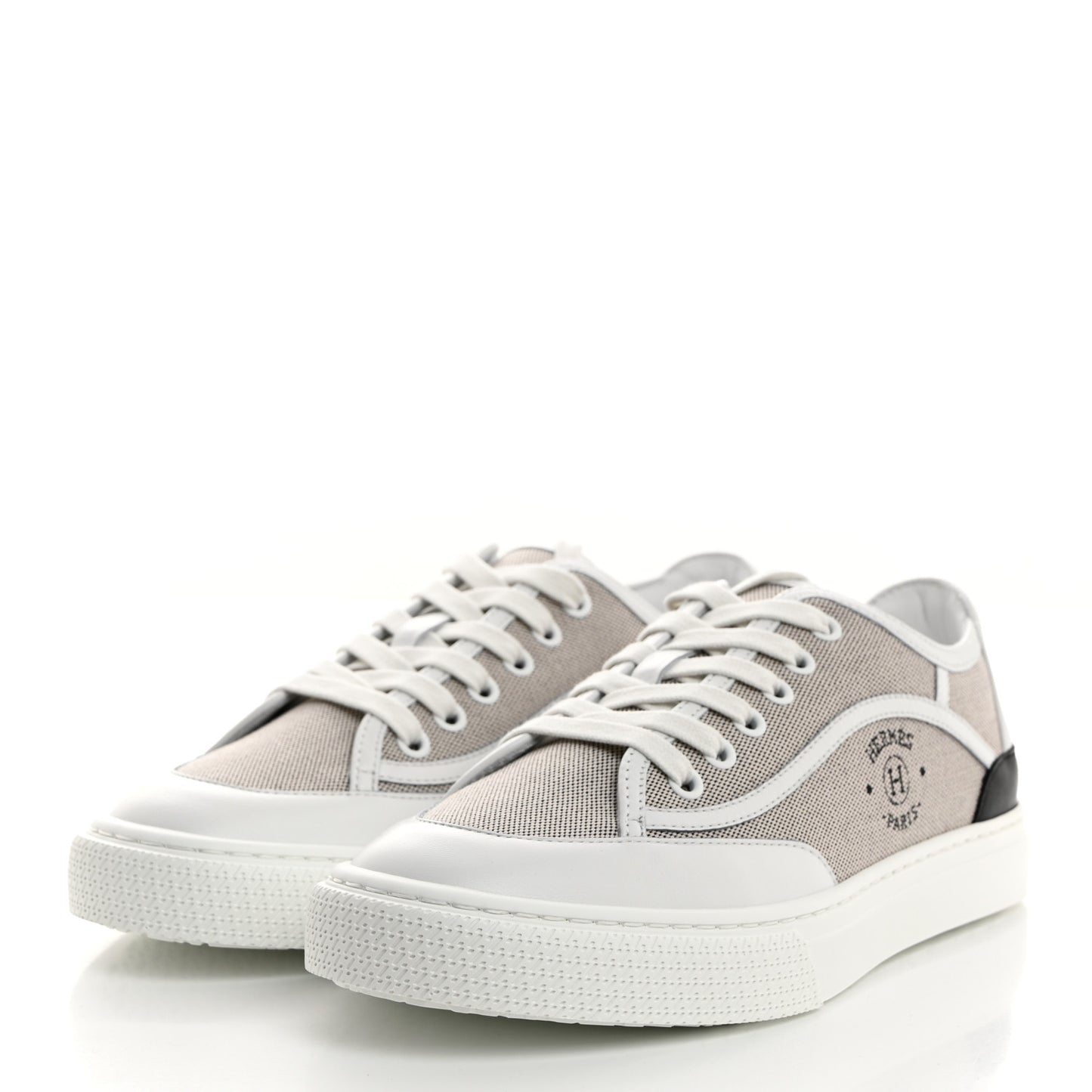 Canvas Calfskin Get Sneakers 36 Prunoir White