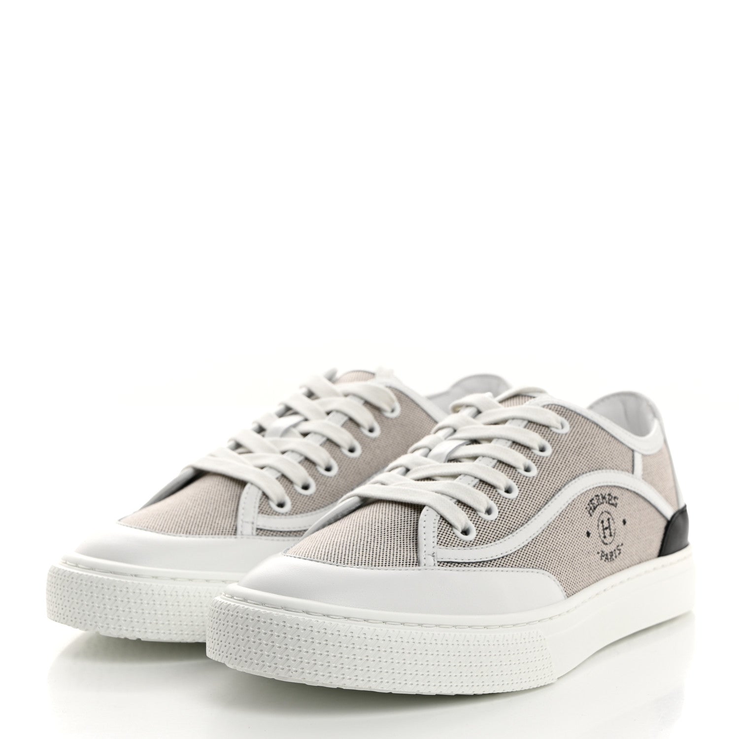 Hermes Canvas Calfskin Get Sneakers 36 Prunoir White 3 of 8
