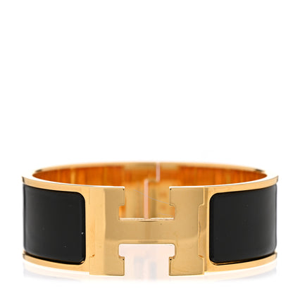 Hermes Enamel Wide Clic Clac H Bracelet GM Black 1 of 5