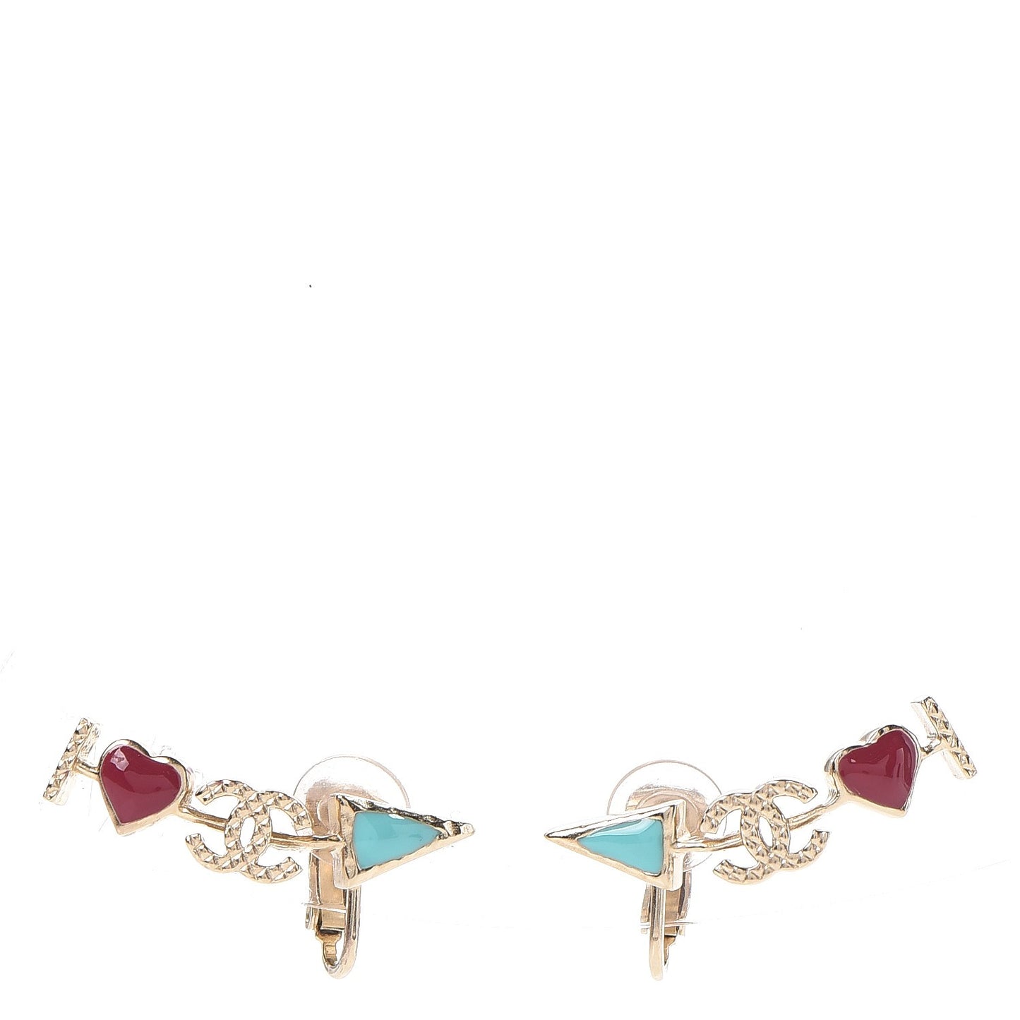 Enamel I Heart CC Earrings Gold