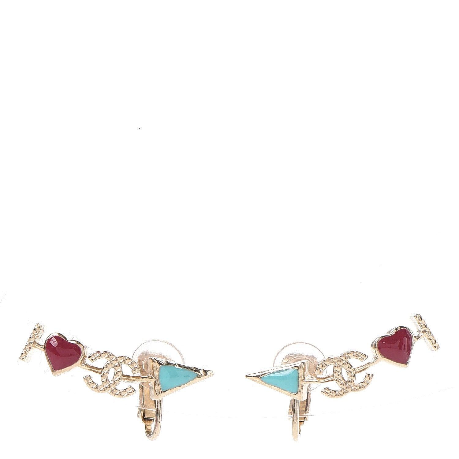 Chanel Enamel I Heart CC Earrings Gold 1 of 4