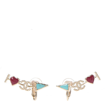 Chanel Enamel I Heart CC Earrings Gold 1 of 4