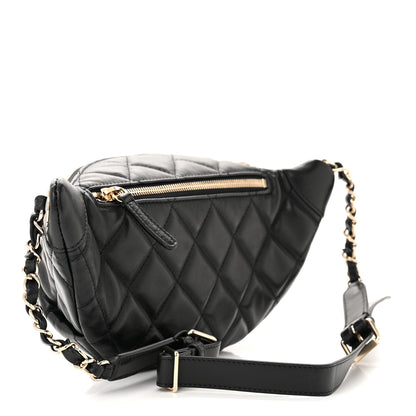 Chanel Lambskin Quilted Waist Bag Fanny Pack Black 3 of 12