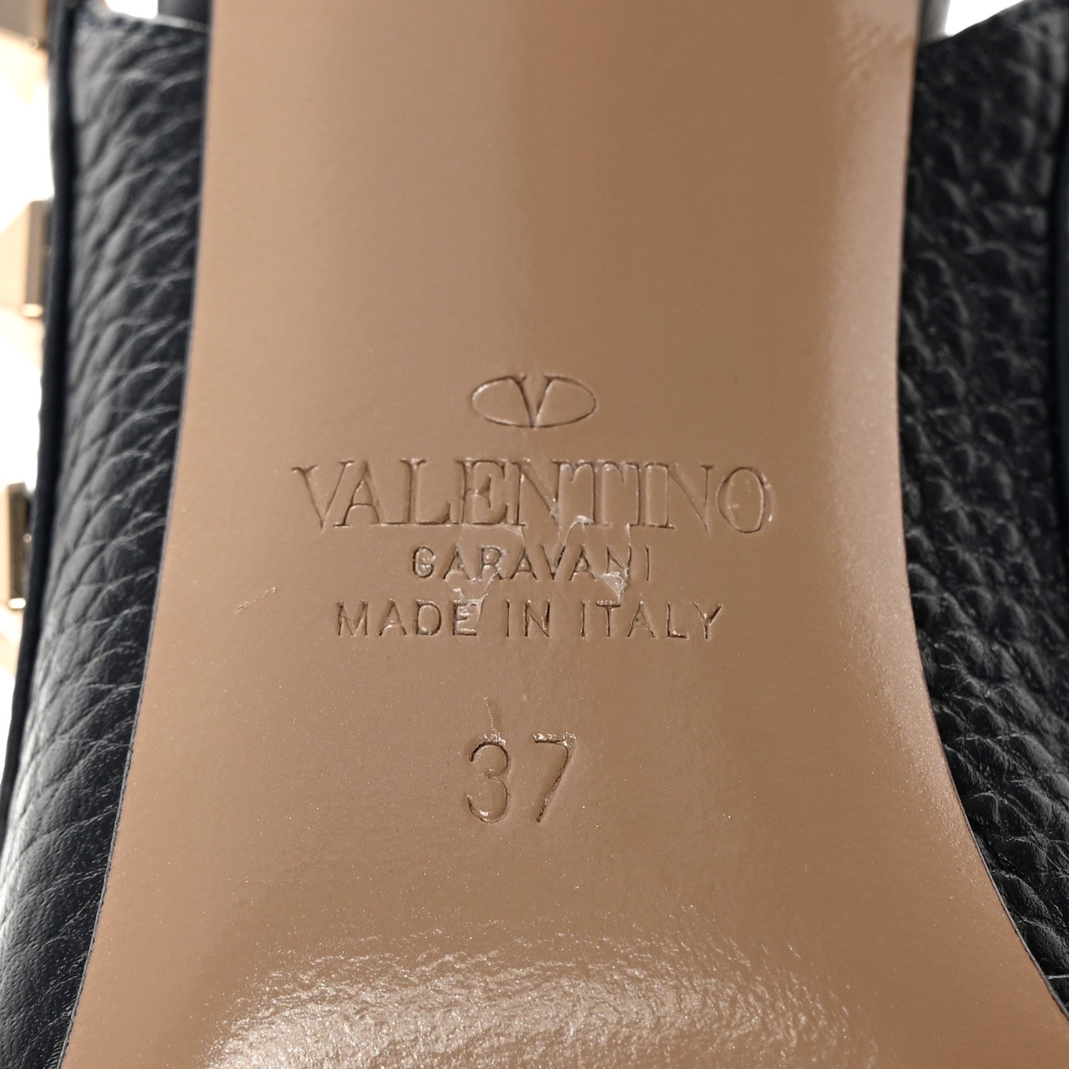 Valentino Garavani Pebbled Calfskin Rockstud Ankle Strap 100mm Pumps 37 Deep Denim 6 of 13