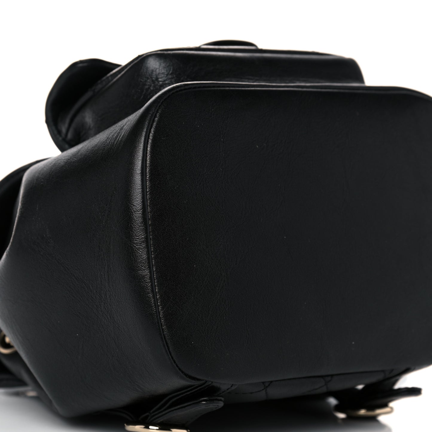 Glazed Aged Calfskin Quilted Small Duma Drawstring Backpack Black