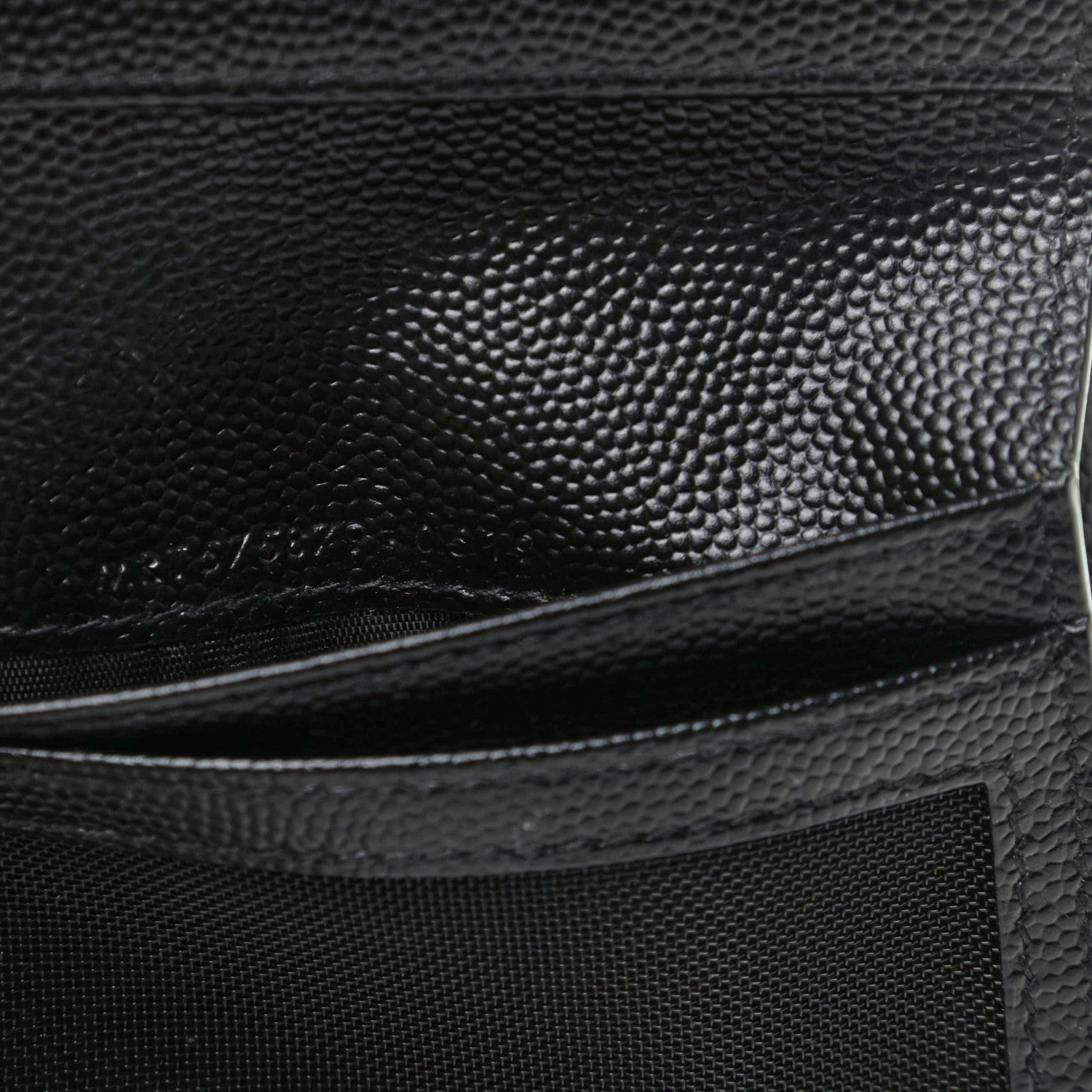 Saint Laurent Grain De Poudre Matelasse Chevron Monogram Zipped Card Case Black 7 of 8
