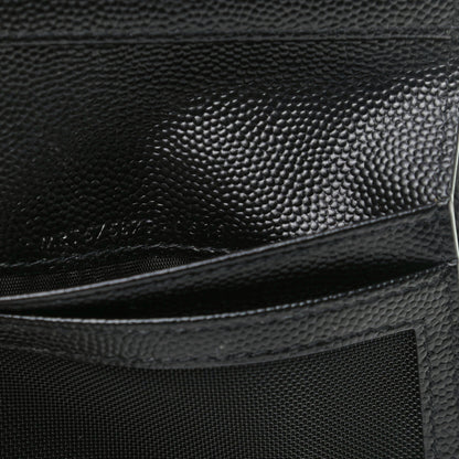 Saint Laurent Grain De Poudre Matelasse Chevron Monogram Zipped Card Case Black 7 of 8